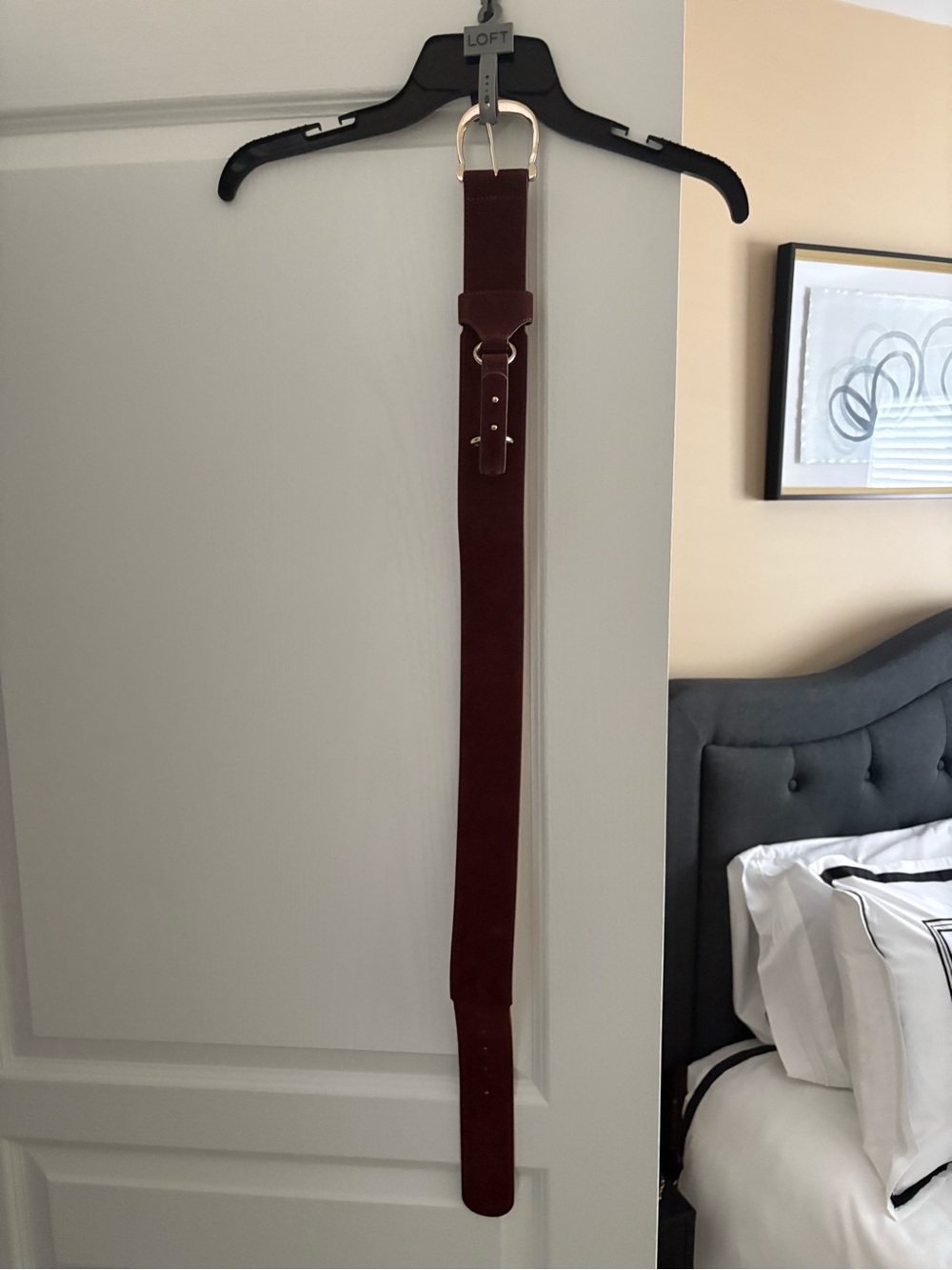 Suede Wide Belt - Burgundy
